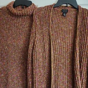 Women's Sigrid Olson Two Piece Knit Set Sleeveless Sweater Size M Cardigan Sz Lg